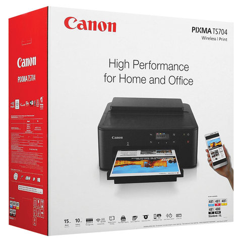 Принтер струйный Canon Pixma TS704, черный, Wi-Fi (3109C007)