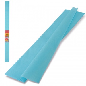 Бумага цветная крепированная Brauberg, 50x250см, плотная, растяжение до 45%, 32 г/кв.м, голубая, в рулоне, 1 лист (126534)