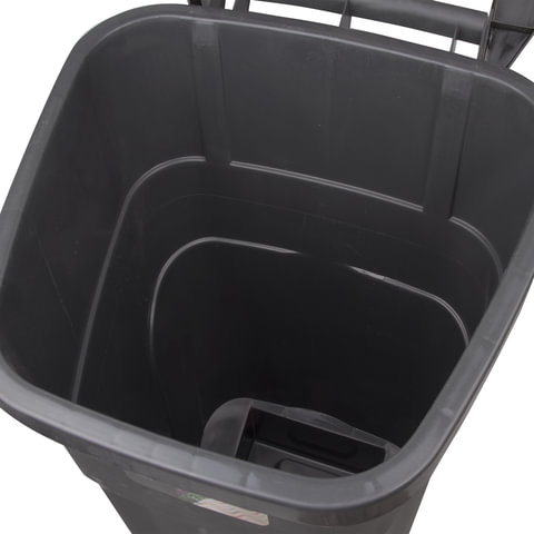 Контейнер для мусора 110л PlastTeam, пластик черный, с крышкой, на колесах (PT9957)