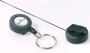 Рулетка для бейджа Durable, с кольцом (шнур 0.8м, серый пластик) 10шт. (8222-58)