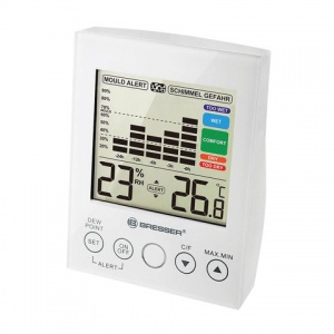 Гигрометр Bresser Mould Alert, термометр, график изменений за 24 часа, белый (73275)