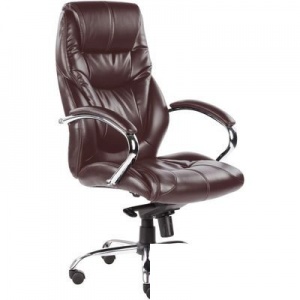 Кресло руководителя Easy Chair 535 MPU, кожзам коричневый, хром