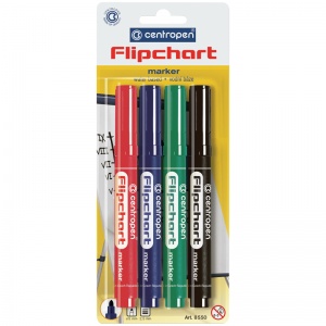 Набор маркеров для флипчартов Centropen Flipchart (круглый наконечник, 2.5мм, 4 цвета) 4шт., 10 уп. (8550/4PVC)