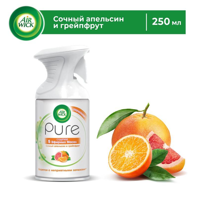 Освежитель воздуха аэрозольный Air Wick Pure Сочный апельсин и грейпфрут, 250мл (сухое распыление)
