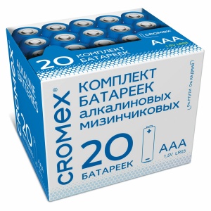 Батарейка Cromex AAA/LR03 (1.5 В) алкалиновая (картон, 20шт.) 2 уп. (455595)