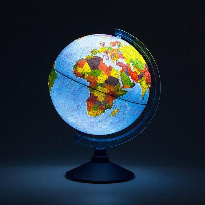 Глобус физико-политический Globen d=250мм, рельефный интерактивный, с подсветкой от батареек (INT12500287)