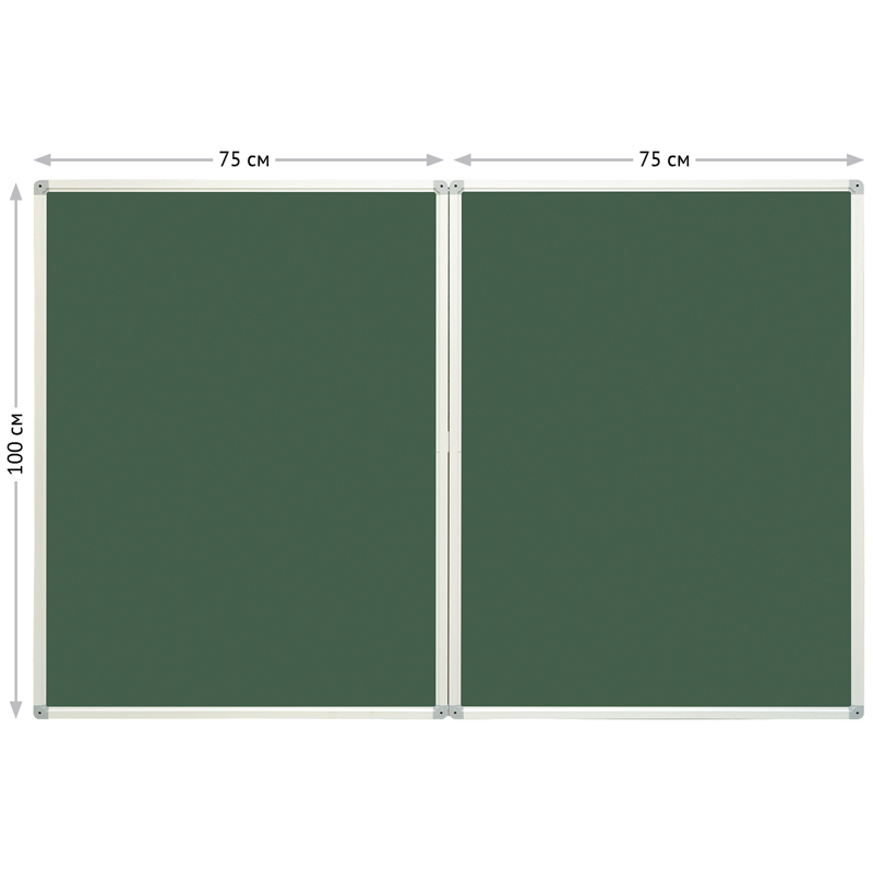 Доска магнитно-меловая трехсекционная OfficeSpace (300x100/100x75x2, алюминиевая рамка) зеленая (307564)