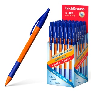 Ручка шариковая автоматическая Erich Krause R-301 Orange (0.5мм, синий цвет чернил) 50шт. (46762)