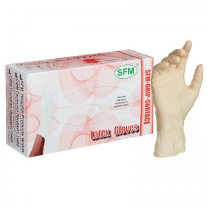Перчатки одноразовые латексные смотровые SFM, нестерильные, неопудренные, бежевые, размер XS, 50 пар в упаковке