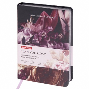 Ежедневник недатированный В6 Brauberg Vista "Flowers" (136 листов) обложка кожзам, твердая, фольга, 2шт. (112109)
