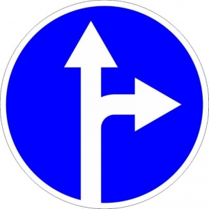 Дорожный знак 4.1.4 Движение прямо или направо