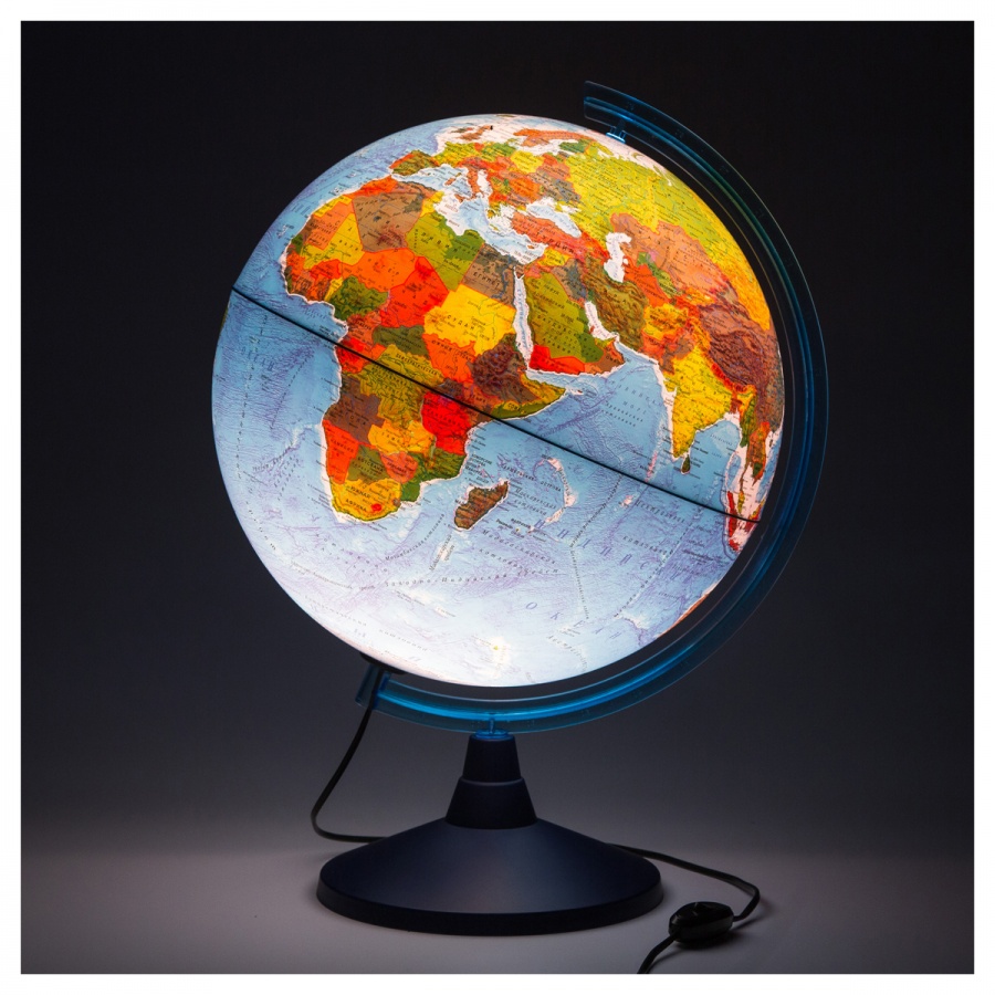 Глобус физико-политический Globen d=400мм, с подсветкой от сети, на круглой подставке (Ке014000246)
