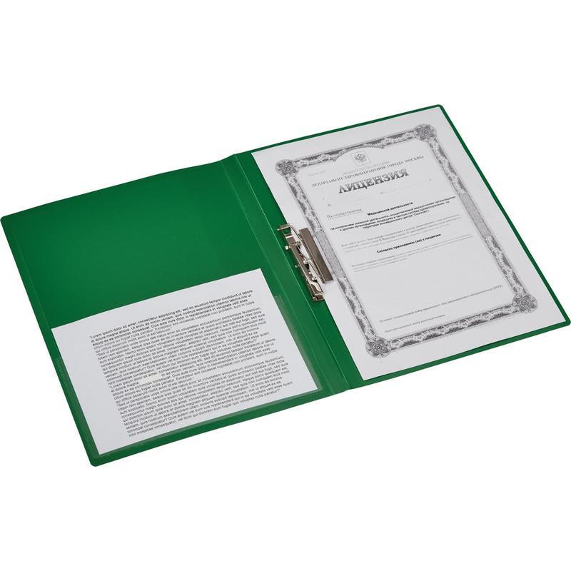 Папка с зажимом Attache (А4, до 150л., пластик, с кармашком) зеленая