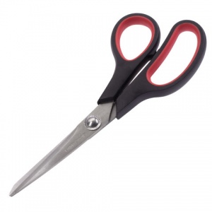 Ножницы Офисмаг Soft Grip 190мм, асимметричные ручки, остроконечные, черно-красные (236456), 12шт.
