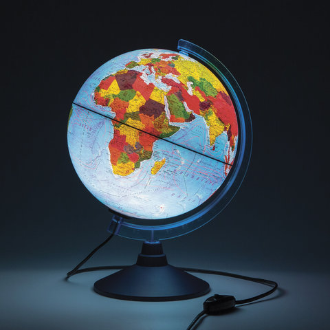 Глобус физико-политический Globen &quot;Классик Евро&quot; d=250мм, рельефный, с подсветкой (Ке022500195)