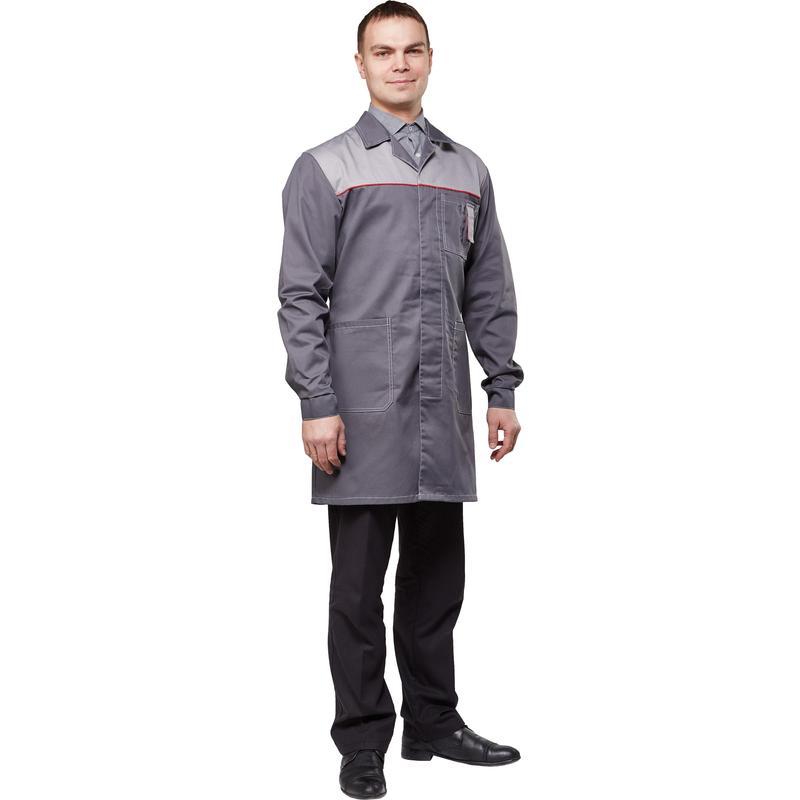 Униформа Халат мужской у19-ХЛ, длинный рукав, темно-серый/светло-серый (размер 60-62, рост 170-176)