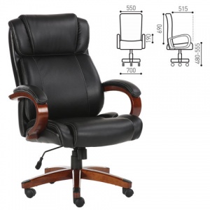 Кресло руководителя Brabix Magnum EX-701, рециклированная кожа черная, дерево коричневое
