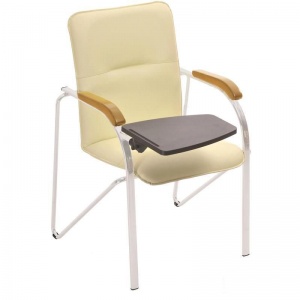 Конференц-кресло Samba, кожзам светло-бежевый, металл серебристый, 1шт.