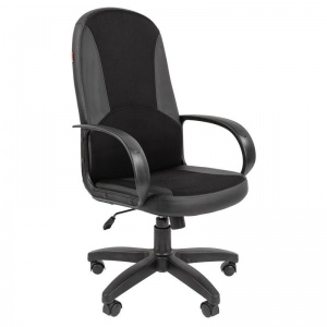 Кресло руководителя EChair 682 TС, ткань/кожзам черный, пластик