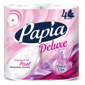 Бумага туалетная 4-слойная Papia Deluxe Dolce Vita, белая, 16.2м, 4 рул/уп (5059167)