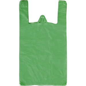 Пакет-майка Знак Качества ПНД, 420+180х680мм, 35мкм, зеленый, 50шт.