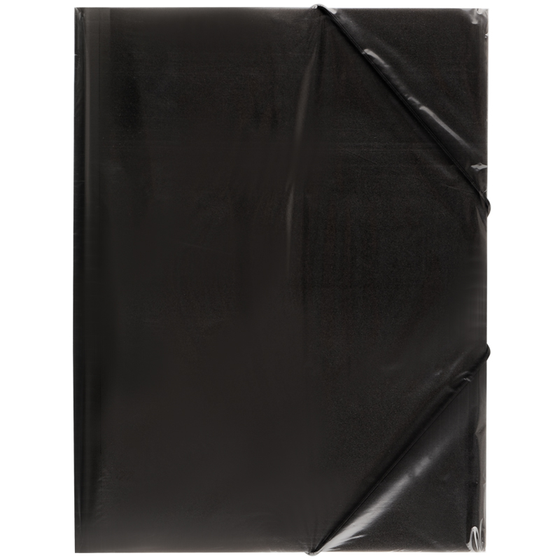 Папка на резинках пластиковая OfficeSpace (А4, 400мкм, до 300 листов) черная полупрозрачная (300661)