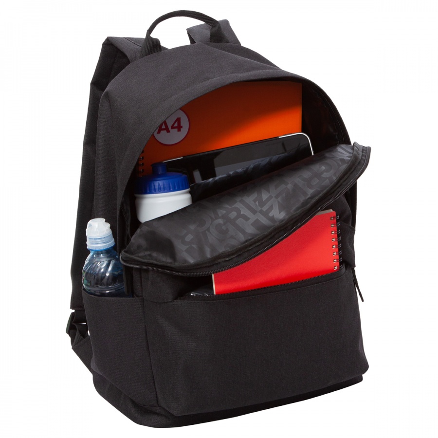 Рюкзак школьный Grizzly, 30x44x15см, 1 отделение, 4 кармана, укрепленная спинка, черный (RQL-317-1/1)