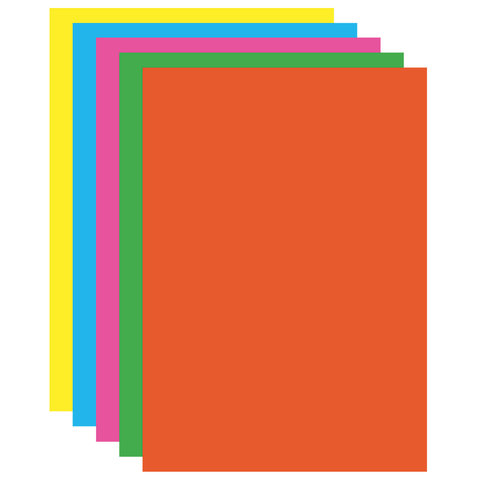 Картон цветной мелованный флуоресцентный Brauberg &quot;Лето&quot; (10 листов, 5 цветов, А4) в папке (129918)