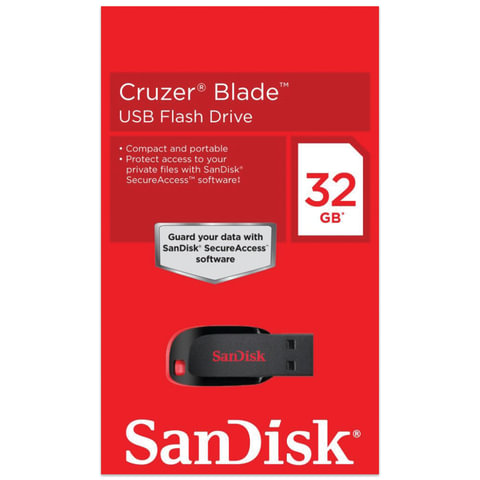 Флэш-диск USB 32Gb SanDisk Cruzer Blade, черный и красный (SDCZ50-032G-B35)