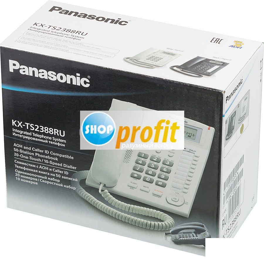Проводной телефон Panasonic KX-TS2388RUW, белый (KX-TS2388RUW)