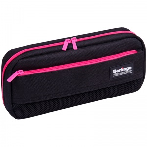 Пенал школьный мягкий Berlingo "Black and pink", полиэстер, внутр. органайзер, 1 карман (PM09120)