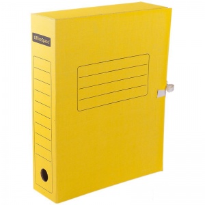 Папка архивная с завязками OfficeSpace (А4, корешок 75мм, до 400л., 2 завязки, картон) желтая (225432)