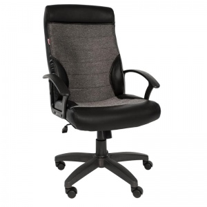 Кресло руководителя Easy Chair 639 TPU, экокожа/ткань серая/черная, пластик