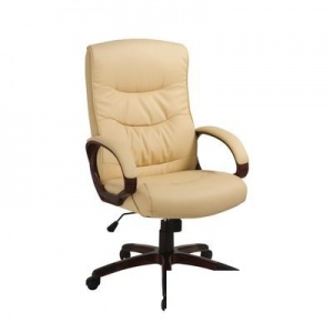 Кресло руководителя Easy Chair 633 TR, рециклированная кожа бежевая, пластик