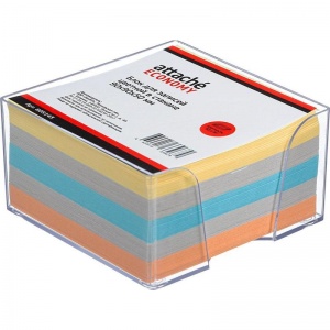 Блок-кубик для записей Attache "Эконом", 90x90x50мм, разноцветный, прозрачный бокс