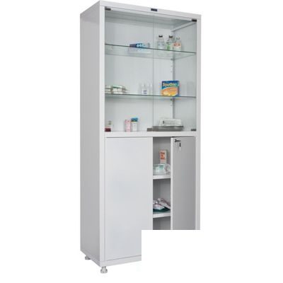 Шкаф медицинский Hilfe MD 2 1780/SG, 800х400х1811мм, стеклянные двери, 2 отделения, 4 полки