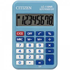 Калькулятор карманный Citizen LC-110NR (8-разрядный) голубой (LC110NRBL), 100шт.