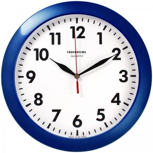 Часы настенные аналоговые Troyka 11140118, круглые, 29x29x3,5см, синяя рамка (11140118)