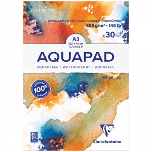 Альбом для акварели А3, 30л Clairefontaine "Goldline Aqua" (300 г/кв.м, холод. прессование) (975722C)