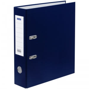 Папка с арочным механизмом OfficeSpace (А4, 80мм, картон/бумвинил) с карманом на корешке, синяя (340061)