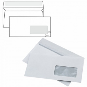 Конверт почтовый E65 KurtStrip (110x220, 80г, стрип) белый, прав.окно, 1000шт. (Е65.03СО)