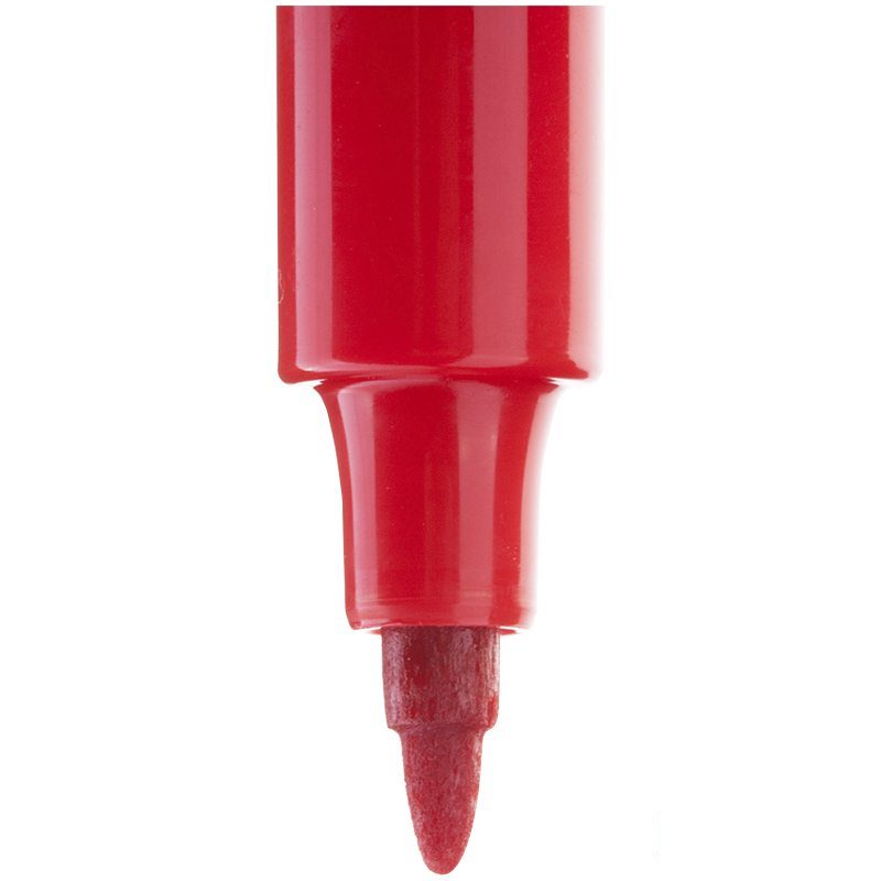 Маркер перманентный (нестираемый) Crown Multi Marker Super Slim (1мм, круглый наконечник, красный) 12шт. (P-505F)