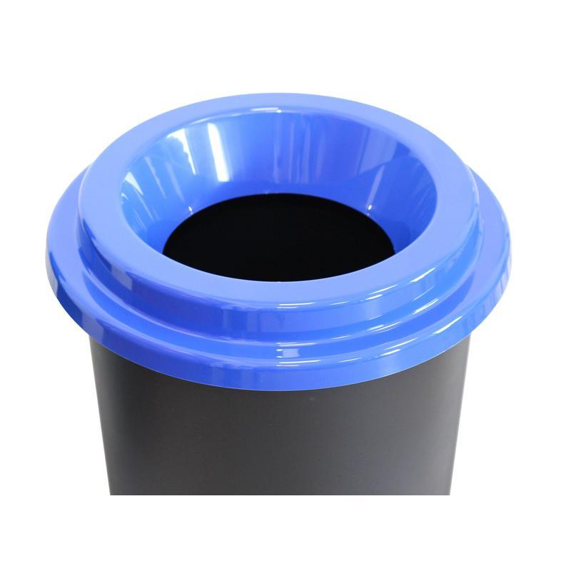 Контейнер для мусора 50л Idea &quot;Эко&quot;, пластик черный, синяя крышка, 420х420х590мм (М 2468)