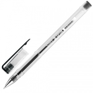Ручка гелевая Staff (0.35мм, черный, детали в цвет чернил) 50шт. (GP108)