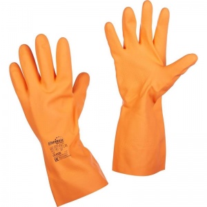 Перчатки защитные латексные Manipula Specialist "Цетра" L-F-04, размер 7 (S),  оранжевые, 1 пара