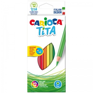 Карандаши цветные 12 цветов Carioca Tita (L=174мм, D=7.4мм, d=3мм, 6гр, пластик) картон (42793)