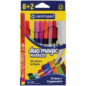 Набор фломастеров 8 цветов Centropen Duo Magic (линия 1.8мм + 2 изменяющих цвет) 10шт., картон (5 2599 1002)