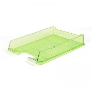 Лоток для бумаг горизонтальный HAN, прозрачный зеленый, с индексным окном