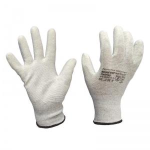 Перчатки защитные нейлоновые Scaffa Antistat антистатические, с ПУ-покрытием, серые, 13 класс, размер 10 (XL)