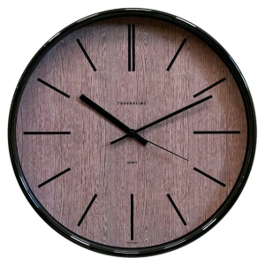 Часы настенные аналоговые Troyka 77770743, круглые, коричневые, черная рамка